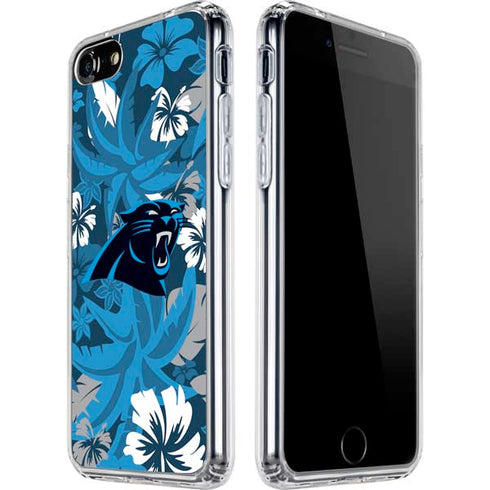 NFL Carolina Panthers Tropical Print iPhone SE (2nd & 3rd Gen) Clear Case