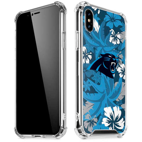 NFL Carolina Panthers Tropical Print iPhone XS Max Clear Case