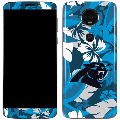 NFL Carolina Panthers Tropical Print Moto E5 Plus Skin
