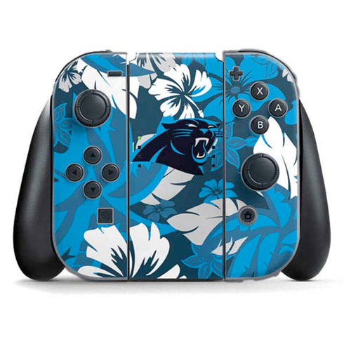 NFL Carolina Panthers Tropical Print Nintendo Switch (2017-2021) Joy-Con Controller Skin