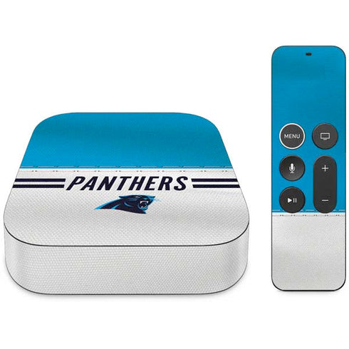 NFL Carolina Panthers White Striped Apple TV Skin