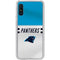 NFL Carolina Panthers White Striped Galaxy A10e Clear Case