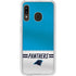 NFL Carolina Panthers White Striped Galaxy A20 Clear Case