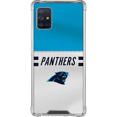 NFL Carolina Panthers White Striped Galaxy A51 5G Clear Case