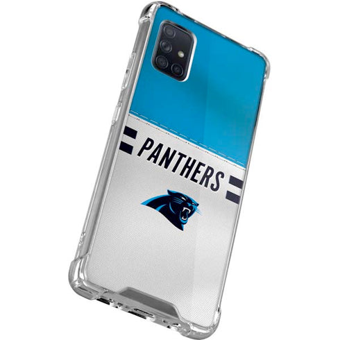 NFL Carolina Panthers White Striped Galaxy A51 5G Clear Case
