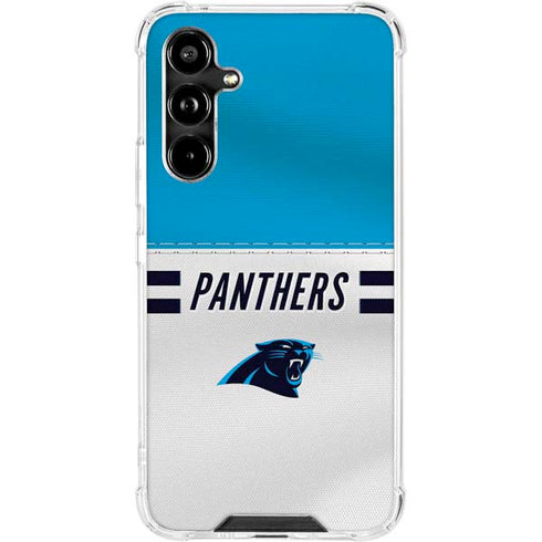 NFL Carolina Panthers White Striped Galaxy A54 5G Clear Case