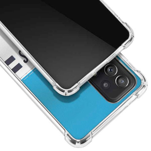 NFL Carolina Panthers White Striped Galaxy A72 5G Clear Case