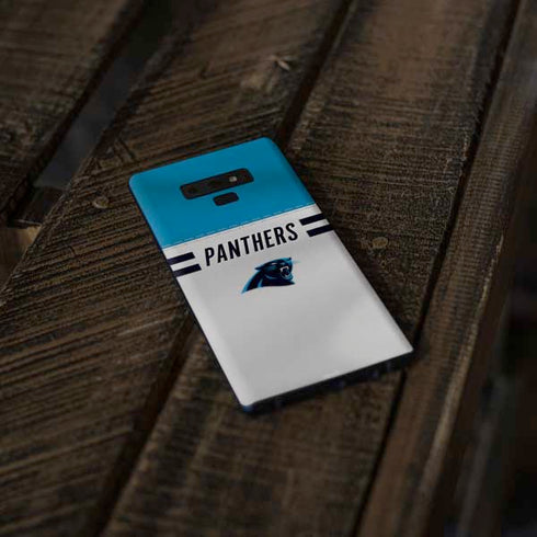 NFL Carolina Panthers White Striped Galaxy Note 9 Skin