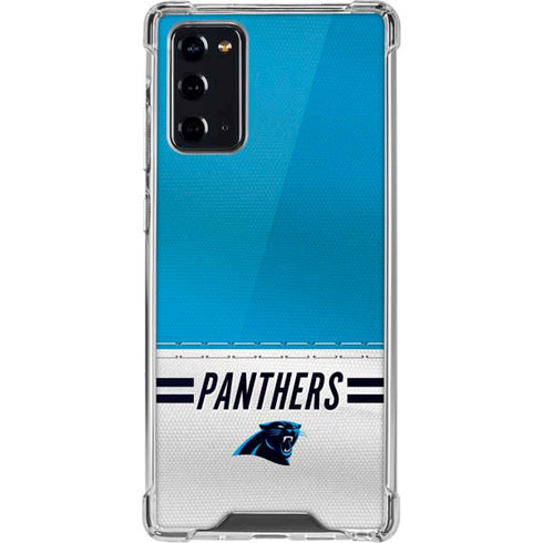 NFL Carolina Panthers White Striped Galaxy Note20 5G Clear Case