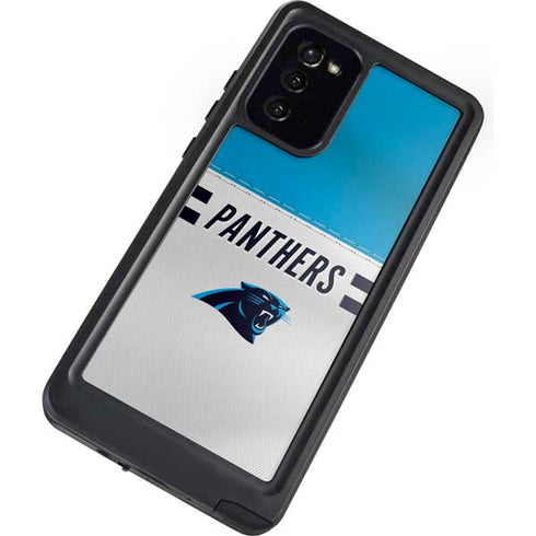 NFL Carolina Panthers White Striped Galaxy Note20 5G Waterproof Case