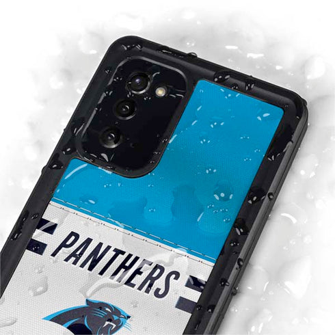 NFL Carolina Panthers White Striped Galaxy Note20 5G Waterproof Case