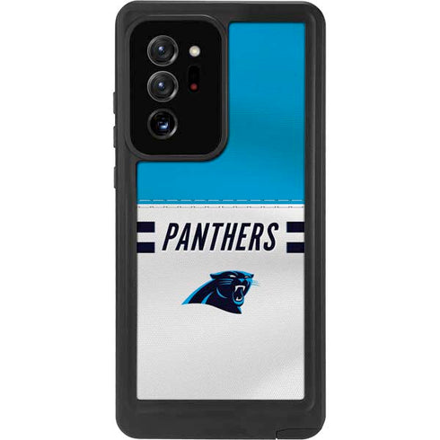 NFL Carolina Panthers White Striped Galaxy Note20 Ultra 5G Waterproof Case