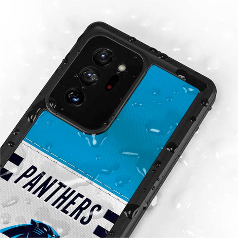 NFL Carolina Panthers White Striped Galaxy Note20 Ultra 5G Waterproof Case