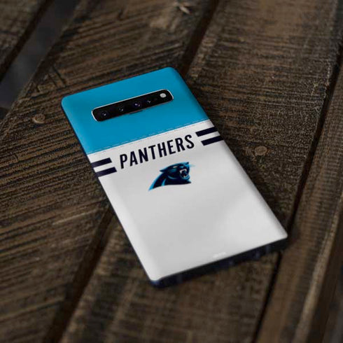 NFL Carolina Panthers White Striped Galaxy S10 Plus Skin