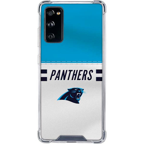 NFL Carolina Panthers White Striped Galaxy S20 FE Clear Case
