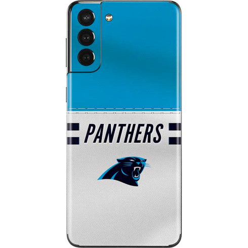 NFL Carolina Panthers White Striped Galaxy S21 Plus 5G Skin