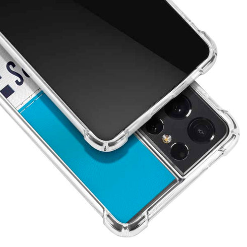 NFL Carolina Panthers White Striped Galaxy S21 Ultra 5G Clear Case