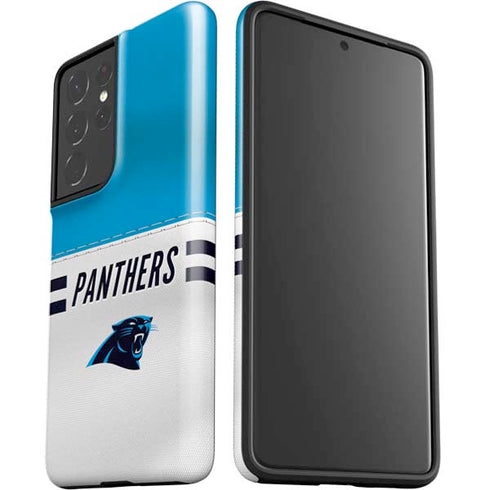 NFL Carolina Panthers White Striped Galaxy S21 Ultra 5G Pro Case