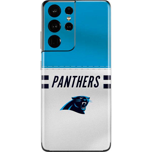NFL Carolina Panthers White Striped Galaxy S21 Ultra 5G Skin