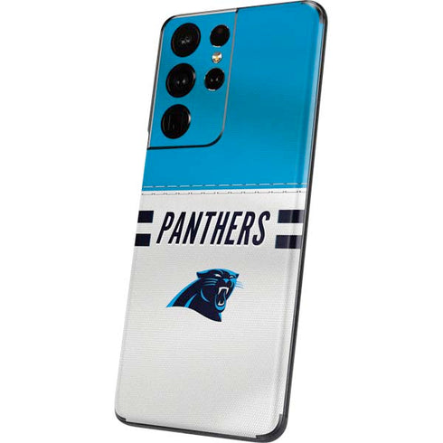 NFL Carolina Panthers White Striped Galaxy S21 Ultra 5G Skin