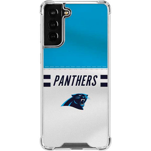 NFL Carolina Panthers White Striped Galaxy S22 Plus Clear Case