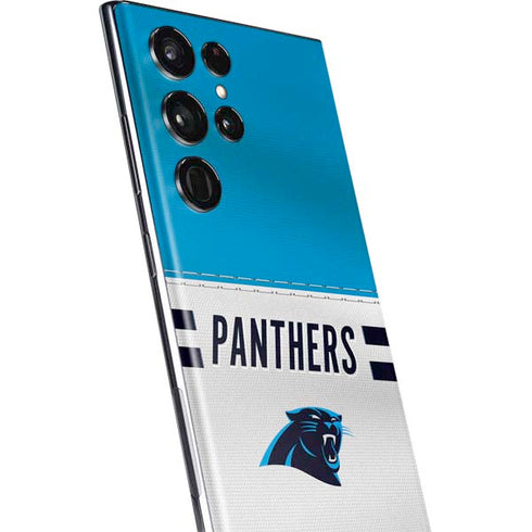 NFL Carolina Panthers White Striped Galaxy S22 Ultra Skin
