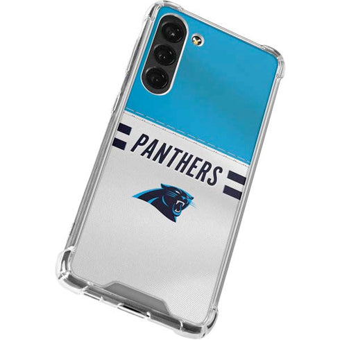 NFL Carolina Panthers White Striped Galaxy S23 Plus Clear Case