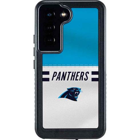 NFL Carolina Panthers White Striped Galaxy S23 Waterproof Case