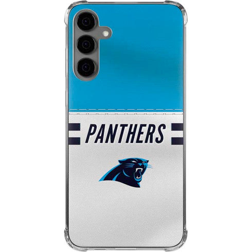 NFL Carolina Panthers White Striped Galaxy S24 Plus Clear Case