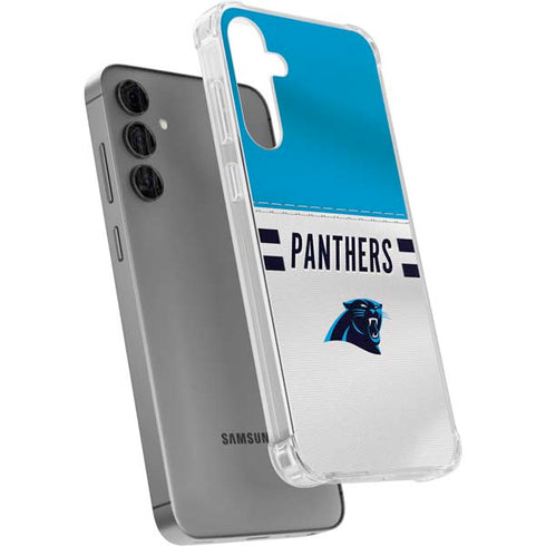 NFL Carolina Panthers White Striped Galaxy S24 Plus Clear Case