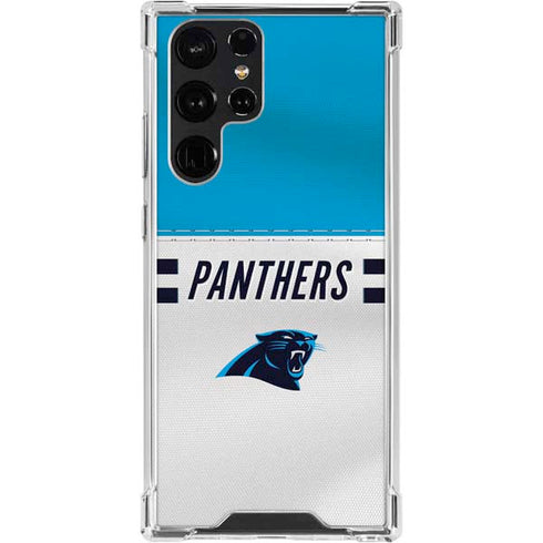NFL Carolina Panthers White Striped Galaxy S24 Ultra Clear Case