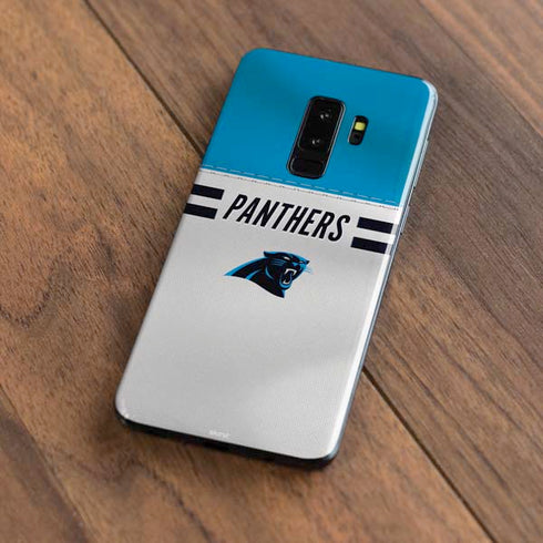 NFL Carolina Panthers White Striped Galaxy S9 Plus Skin