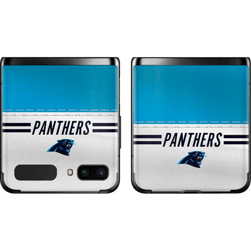 NFL Carolina Panthers White Striped Galaxy Z Flip Skin