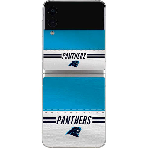 NFL Carolina Panthers White Striped Galaxy Z Flip3 5G Skin