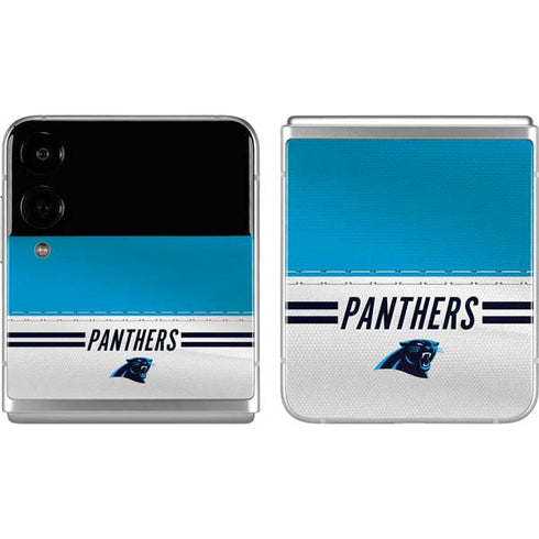 NFL Carolina Panthers White Striped Galaxy Z Flip4 5G Skin