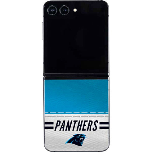 NFL Carolina Panthers White Striped Galaxy Z Flip5 5G Skin