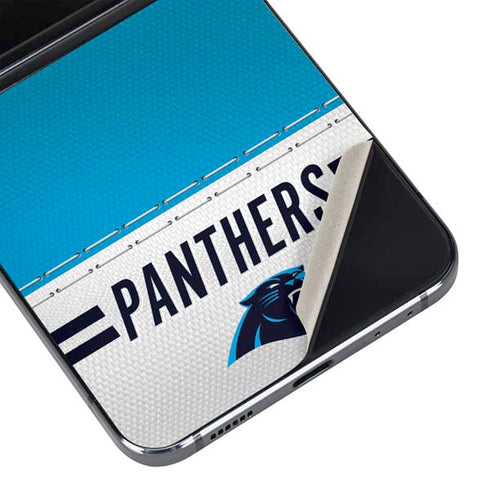 NFL Carolina Panthers White Striped Galaxy Z Flip5 5G Skin