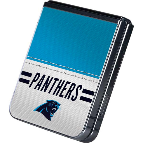 NFL Carolina Panthers White Striped Galaxy Z Flip5 5G Skin
