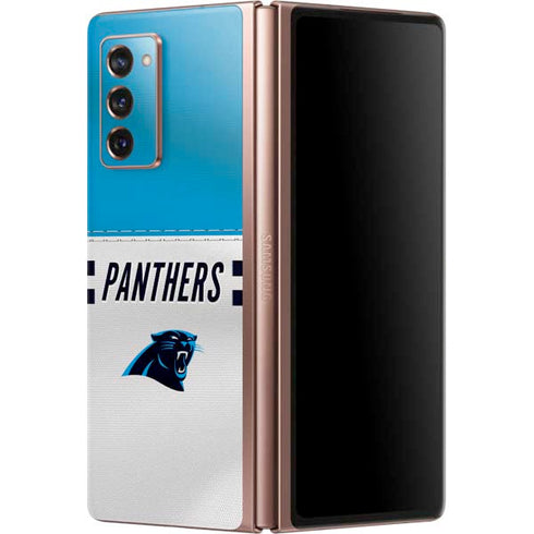 NFL Carolina Panthers White Striped Galaxy Z Fold2 5G Skin