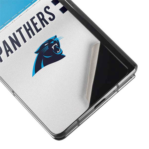 NFL Carolina Panthers White Striped Galaxy Z Fold2 5G Skin