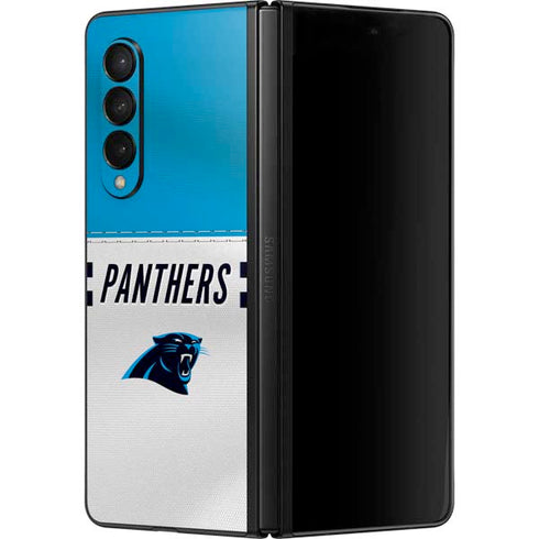 NFL Carolina Panthers White Striped Galaxy Z Fold3 5G Skin