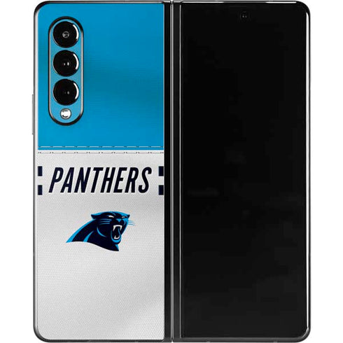 NFL Carolina Panthers White Striped Galaxy Z Fold3 5G Skin