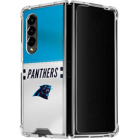 NFL Carolina Panthers White Striped Galaxy Z Fold4 5G Clear Case