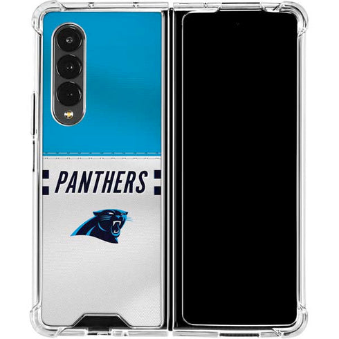 NFL Carolina Panthers White Striped Galaxy Z Fold4 5G Clear Case