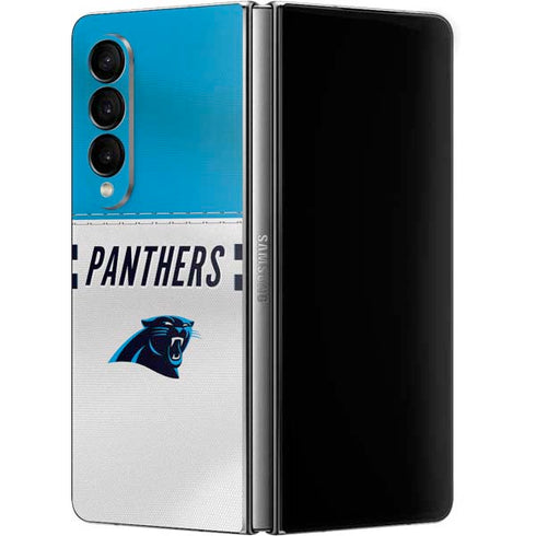 NFL Carolina Panthers White Striped Galaxy Z Fold4 5G Skin