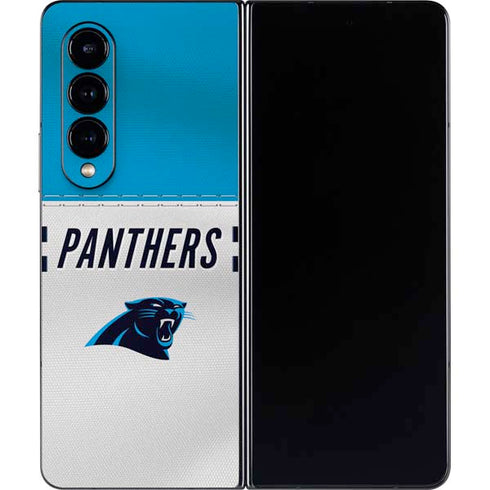 NFL Carolina Panthers White Striped Galaxy Z Fold4 5G Skin