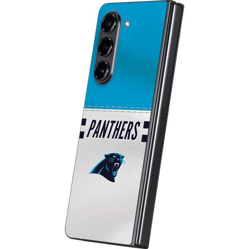 NFL Carolina Panthers White Striped Galaxy Z Fold5 5G Skin