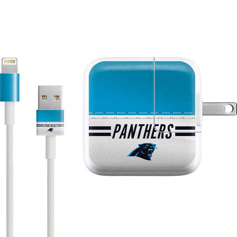 NFL Carolina Panthers White Striped iPad Charger (10W USB) Skin