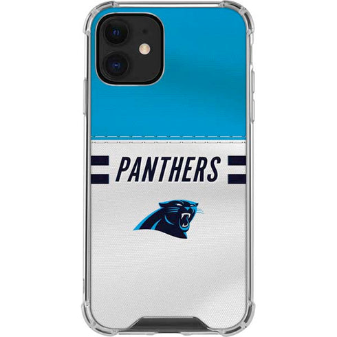 NFL Carolina Panthers White Striped iPhone 12 Mini Clear Case