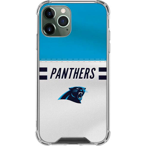 NFL Carolina Panthers White Striped iPhone 12 Pro Max Clear Case